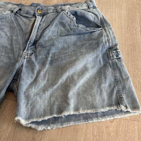 VTG Polo Ralph Lauren Carpenter Jean Shorts‎ Y2K Mens 36 Ripped Jorts Blue 90s - Picture 5 of 13